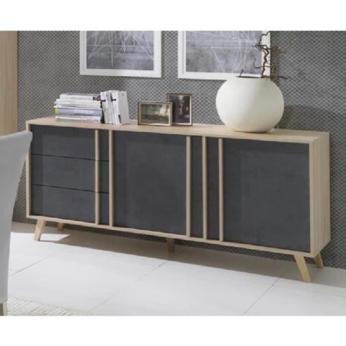 Buffet moyen modèle MALMO gris. Meuble design type SCANDINAVE. Effet ultra tendance pour votre salon.