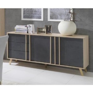 Buffet moyen modèle MALMO gris. Meuble design type SCANDINAVE. Effet ultra tendance pour votre salon.