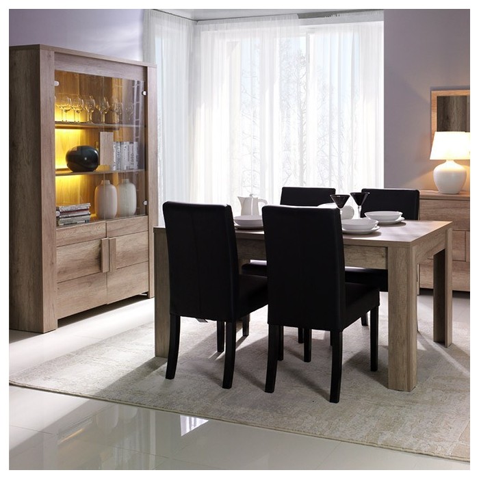 Vitrine, argentier, vaisselier FARRA 4 portes + LED. Meuble contemporain idéal pour votre salon ou salle à manger.