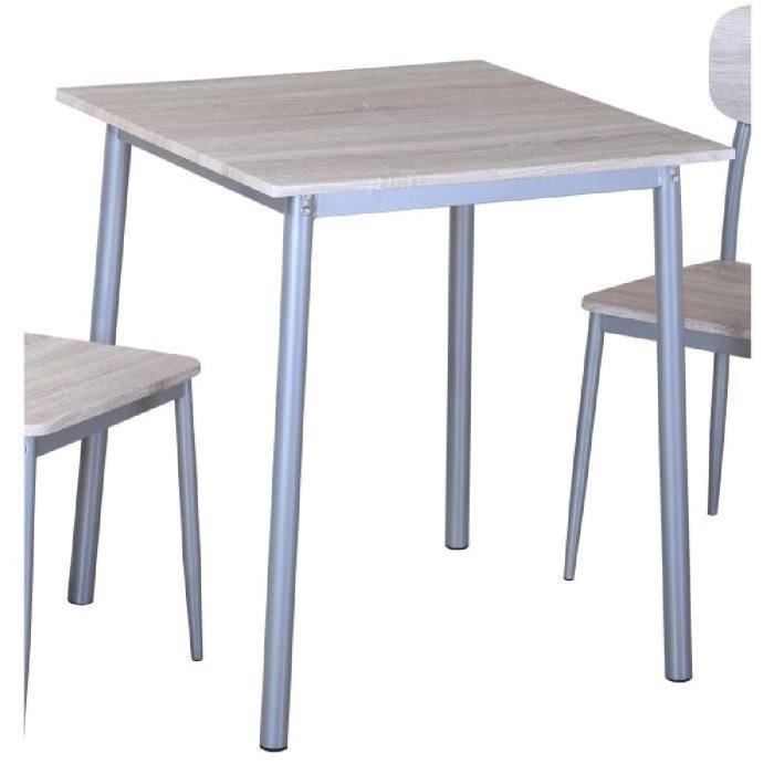 TABLE A MANGER AVEC CHAISES de la collection TOULON. Coloris bois et pieds gris métal.