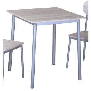 TABLE A MANGER AVEC CHAISES de la collection TOULON. Coloris bois et pieds gris métal.
