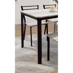 Table de cuisine et salle à manger + 4 chaises LEEDS. Ensemble repas design métal et bois.