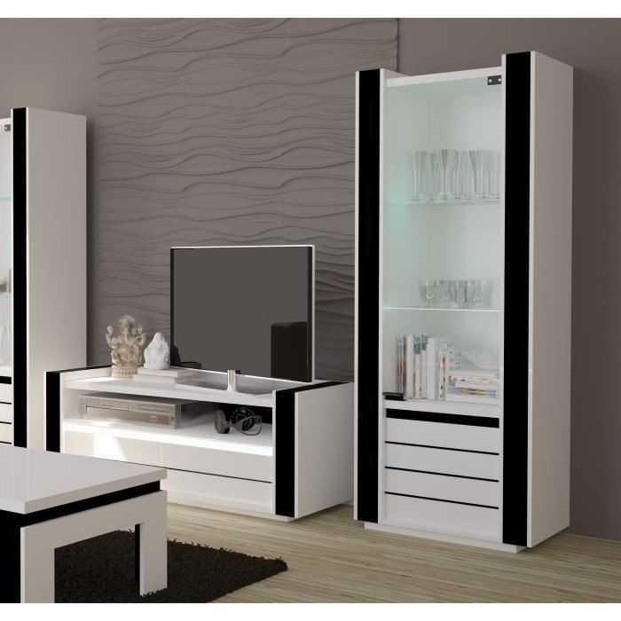 Ensemble pour votre salon LINA. Meuble tv hifi + vitrine petit modèle + LED. Meubles design haute brillance
