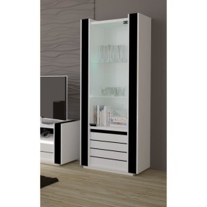 Ensemble pour votre salon LINA. Meuble tv hifi + vitrine petit modèle + LED. Meubles design haute brillance