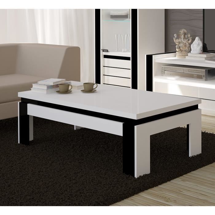 Ensemble meuble de salon LINA blanc et noir laqué.
