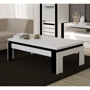 Ensemble meuble de salon LINA blanc et noir laqué.