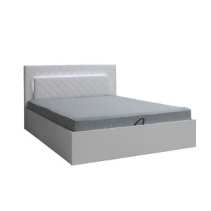 Ensemble pour chambre à coucher PANAREA. Lit adulte design avec LED + deux chevets + sommier. Couchage 180x200 cm.