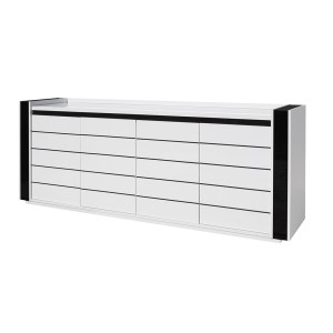 Meuble de salon et de salle à manger LINA 9 éléments blanc et noir brillant. LED incluses