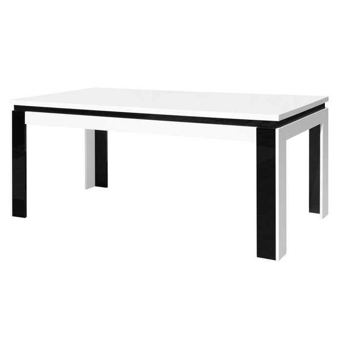 Meuble de salon et de salle à manger LINA 9 éléments blanc et noir brillant. LED incluses