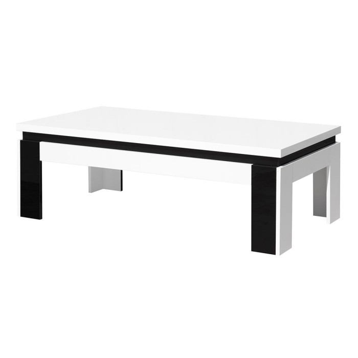 Meuble de salon et de salle à manger LINA 9 éléments blanc et noir brillant. LED incluses