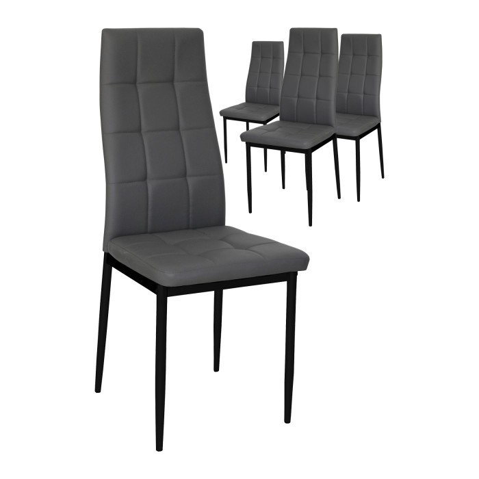 Chaises GEORGES coloris gris pour votre salle à manger ou votre cuisine. (lot de 4)