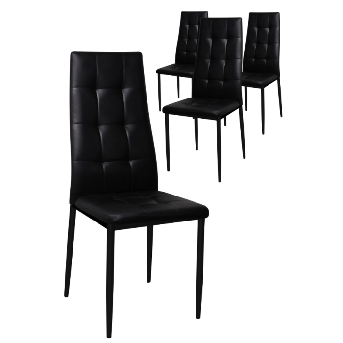 Chaises GEORGES coloris noir pour votre salle à manger ou votre cuisine. (lot de 4)