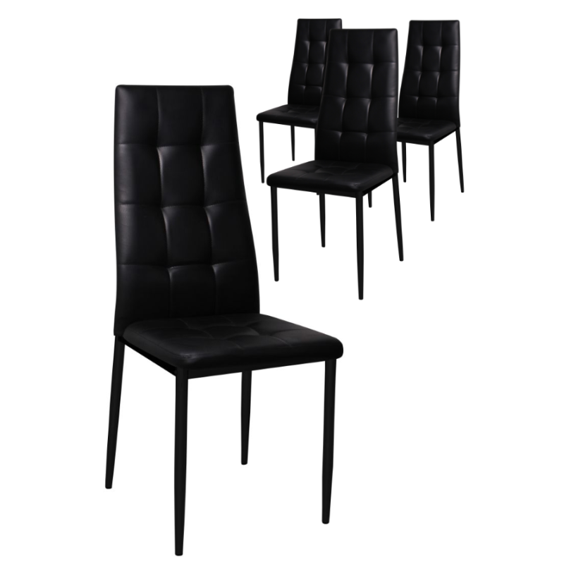 Chaises GEORGES coloris noir pour votre salle à manger ou votre cuisine. (lot de 4)