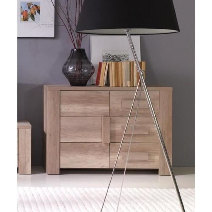 Buffet, bahut, enfilade petit modèle FARRA 1 porte, 3 tiroirs. Meuble idéal pour votre salon ou salle à manger