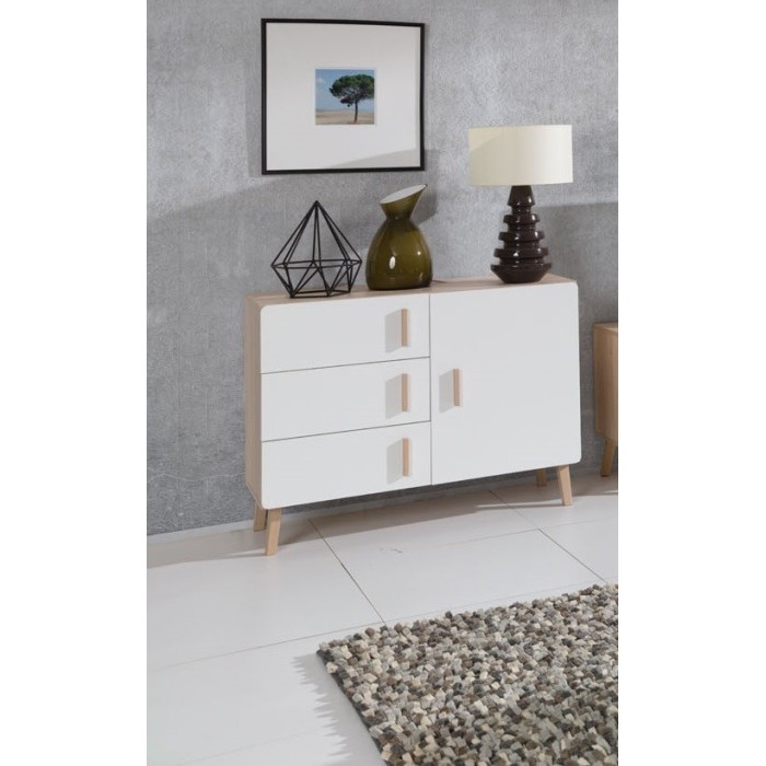 Buffet, enfilade, bahut OSLO petit modèle. Meuble design type SCANDINAVE. Effet ultra tendance pour votre salon