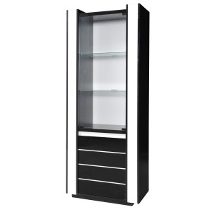 Vitrine petit modèle LINA noire et blanche brillante avec LED