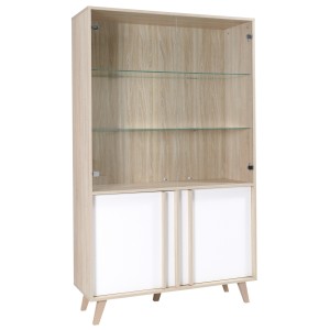 Vitrine, vaisselier, argentier MALMO grand modèle + LED. Meuble type SCANDINAVE idéal pour votre salle à manger