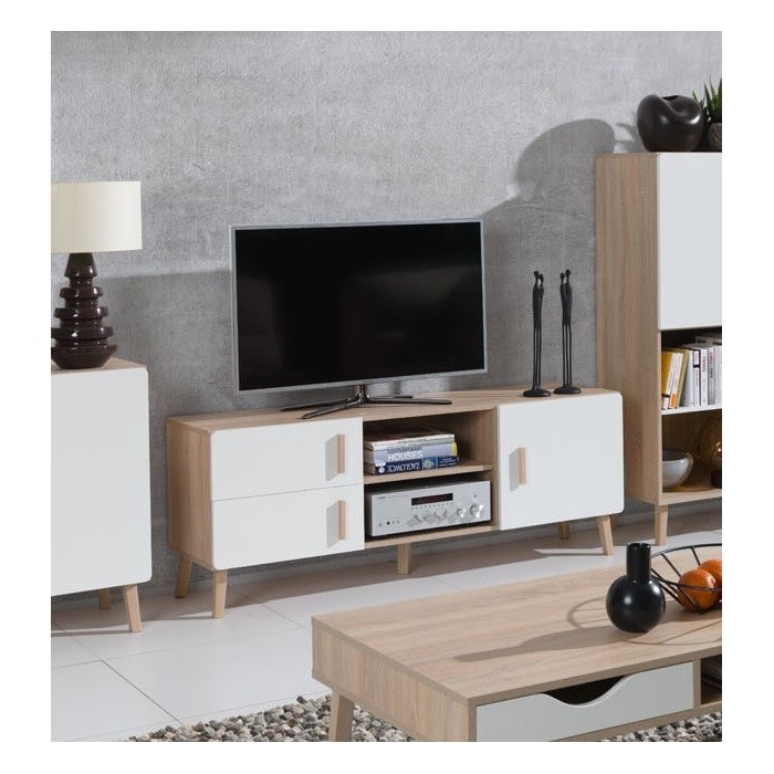 Meuble TV OSLO. Meuble design type SCANDINAVE. Effet ultra tendance pour votre salon