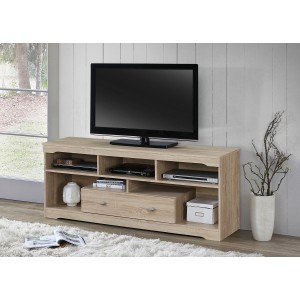 Meuble TV MERSIN 150 cm à 1 tiroir et 5 niches coloris Sonoma.