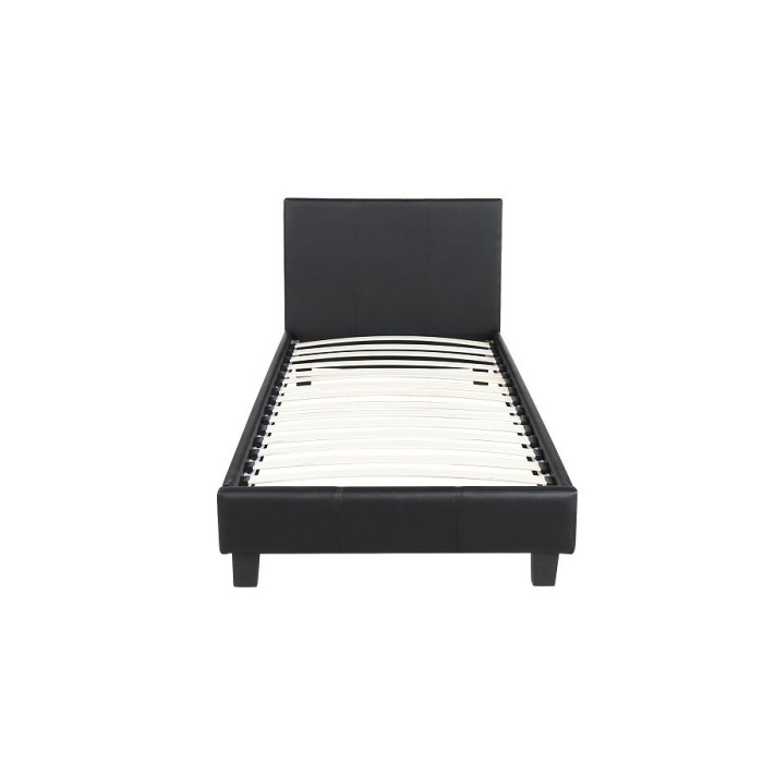 Lit design noir ABEL 90x200 cm une place, avec sommier, pour une chambre adulte ou ado.