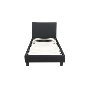 Lit design noir ABEL 90x200 cm une place, avec sommier, pour une chambre adulte ou ado.