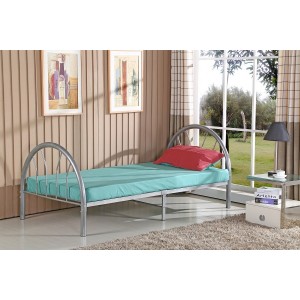 Lit CAMILLE 90x200 cm en métal coloris argent avec sommier.