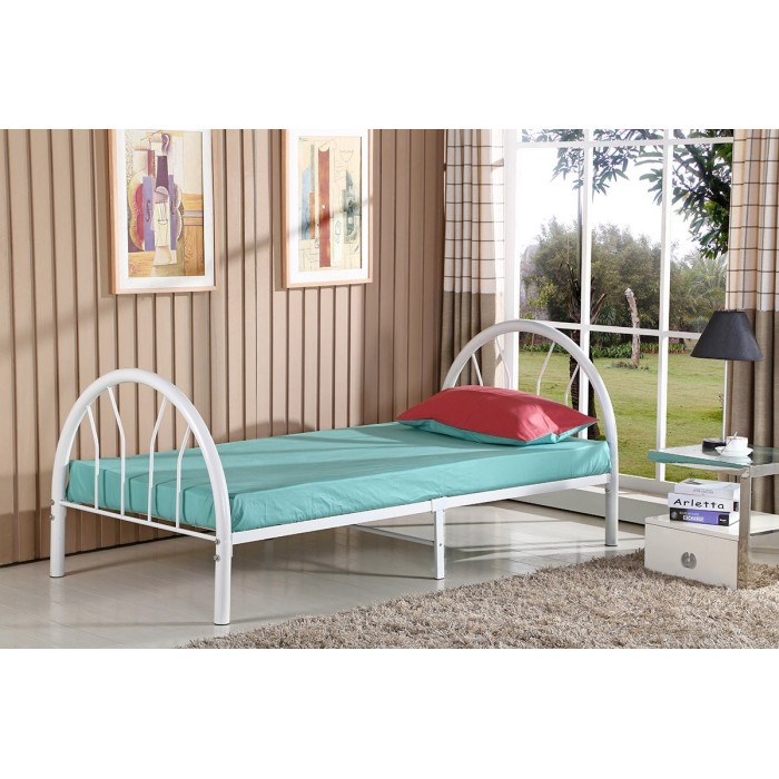 Lit CAMILLE 90x200 cm en métal coloris blanc avec sommier.