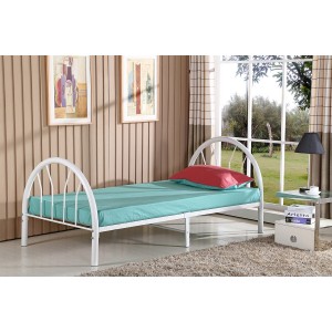 Lit CAMILLE 90x200 cm en métal coloris blanc avec sommier.