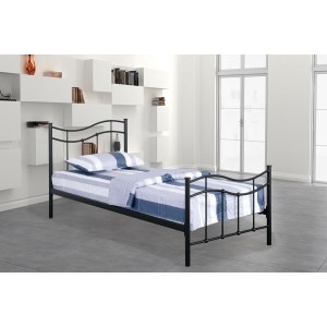 Lit ODETTE 90x200 cm en métal coloris noir avec sommier.