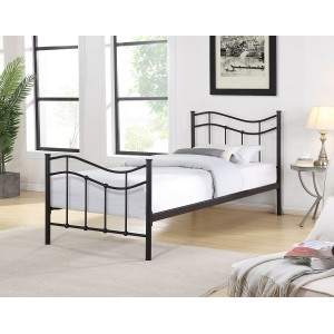 Lit ODETTE 90x200 cm en métal coloris noir avec sommier.