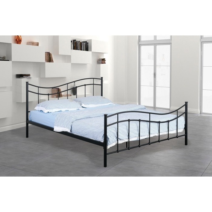 Lit ODETTE 140x200 cm en métal coloris noir avec sommier.