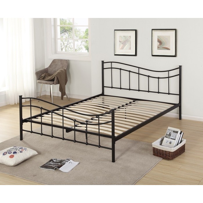 Lit ODETTE 160x200 cm en métal coloris noir avec sommier.
