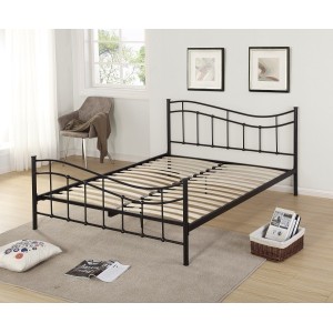 Lit ODETTE 160x200 cm en métal coloris noir avec sommier.