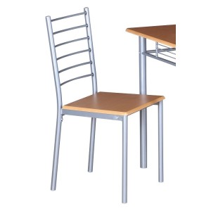 Table de cuisine et salle à manger + 4 chaises ANKARA coloris bois nature. Ensemble repas design métal et bois