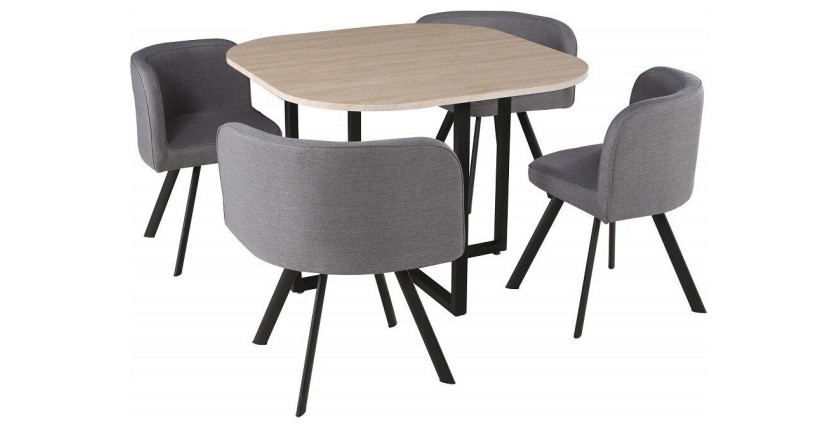 Ensemble table et chaises - Table carré + 4 chaises de la collection BIARITZ.