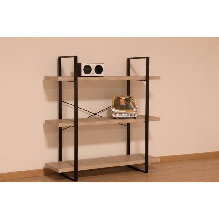 Étagère SHELVES type industrielle bois et métal 3 Niveaux.
