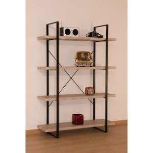 Étagère SHELVES type industrielle bois et métal 4 Niveaux.