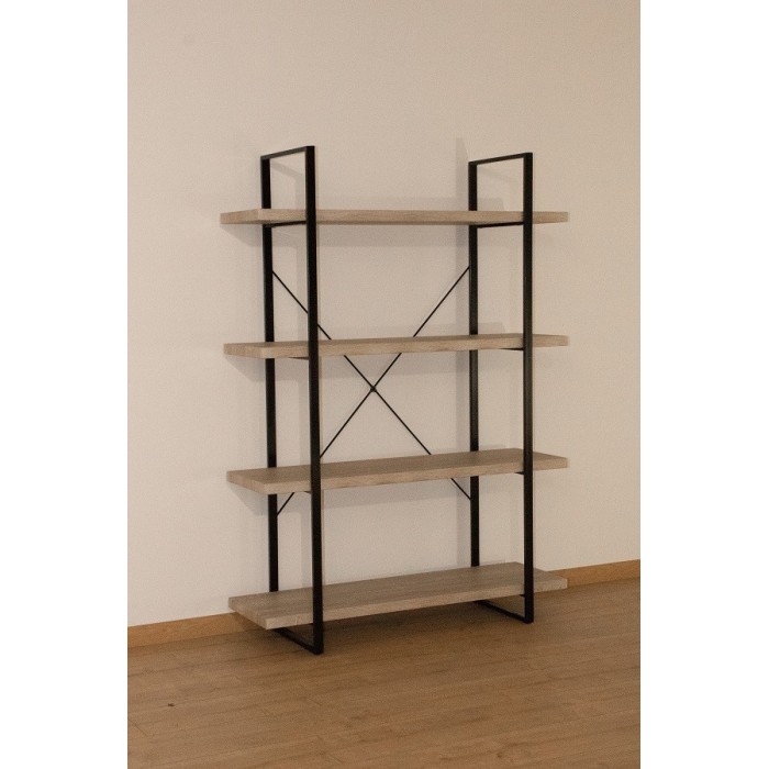 Étagère SHELVES type industrielle bois et métal 4 Niveaux.
