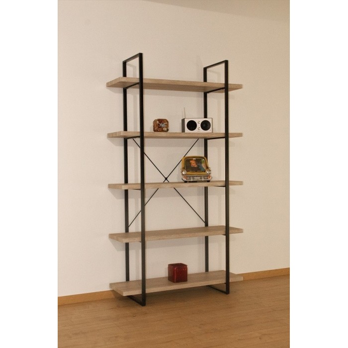Étagère 5 Niveaux type industrielle bois et métal de la collection SHELVES.