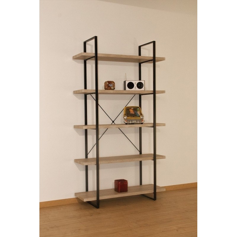Étagère 5 Niveaux type industrielle bois et métal de la collection SHELVES.