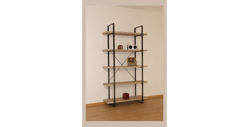 Étagère 5 Niveaux type industrielle bois et métal de la collection SHELVES.