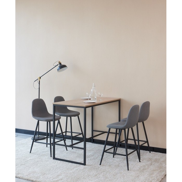 Ensemble table haute (mange debout, bar) + 4 chaises hautes MENTON. Un espace repas pratique et design.