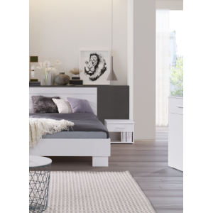 Ensemble design pour chambre à coucher COMO. Lit 160X200 cm avec sommier + tables de chevet + commode.