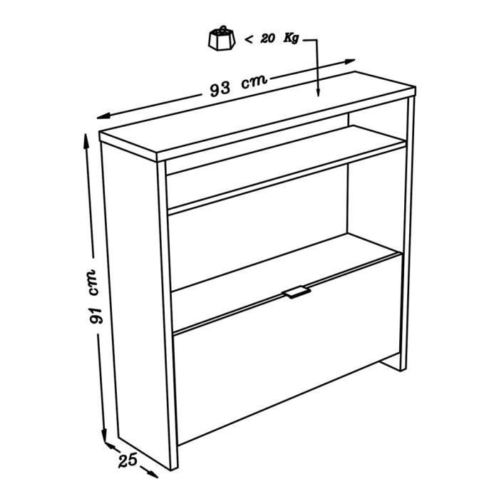 Meuble à chaussures et console d'entrée SCOTT de 93 cm coloris gris brillant.