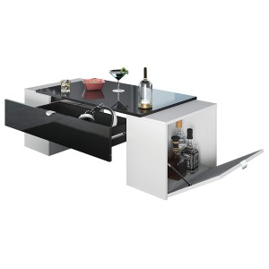 Table basse LUCK ultra design et modulable. Table basse noire et blanche avec une finition haute brillance