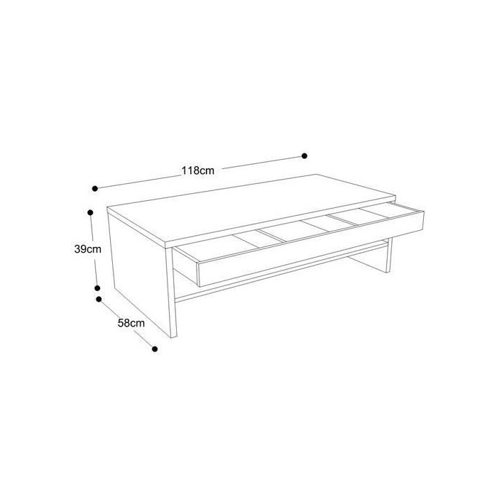 Table basse TRIGO avec tiroir coloris Blanc brillant - longeur 118 cm
