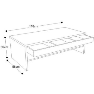 Table basse TRIGO avec tiroir coloris Blanc brillant - longeur 118 cm