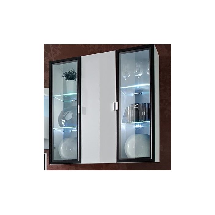 Ensemble meuble salon Quadro Blanc/Blanc laqué de haute brillance avec LED