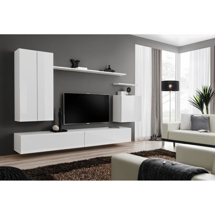 Ensemble de meubles de salon collection SWITCH II design, coloris blanc brillant.