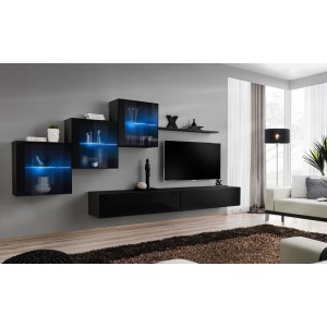 Ensemble meubles de salon SWITCH XX design, coloris noir brillant.